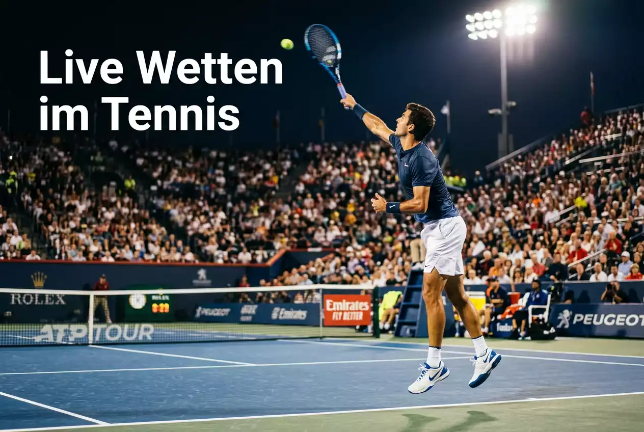 Tennis Live Wetten – Spieler schlägt auf während eines spannenden Matches