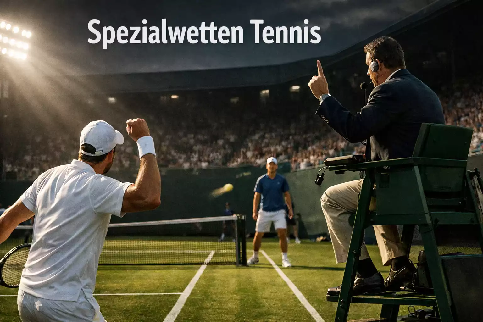 Tennisspieler schlägt ein Ass auf Rasenplatz – Spezialwetten und Prop Bets im Tennis