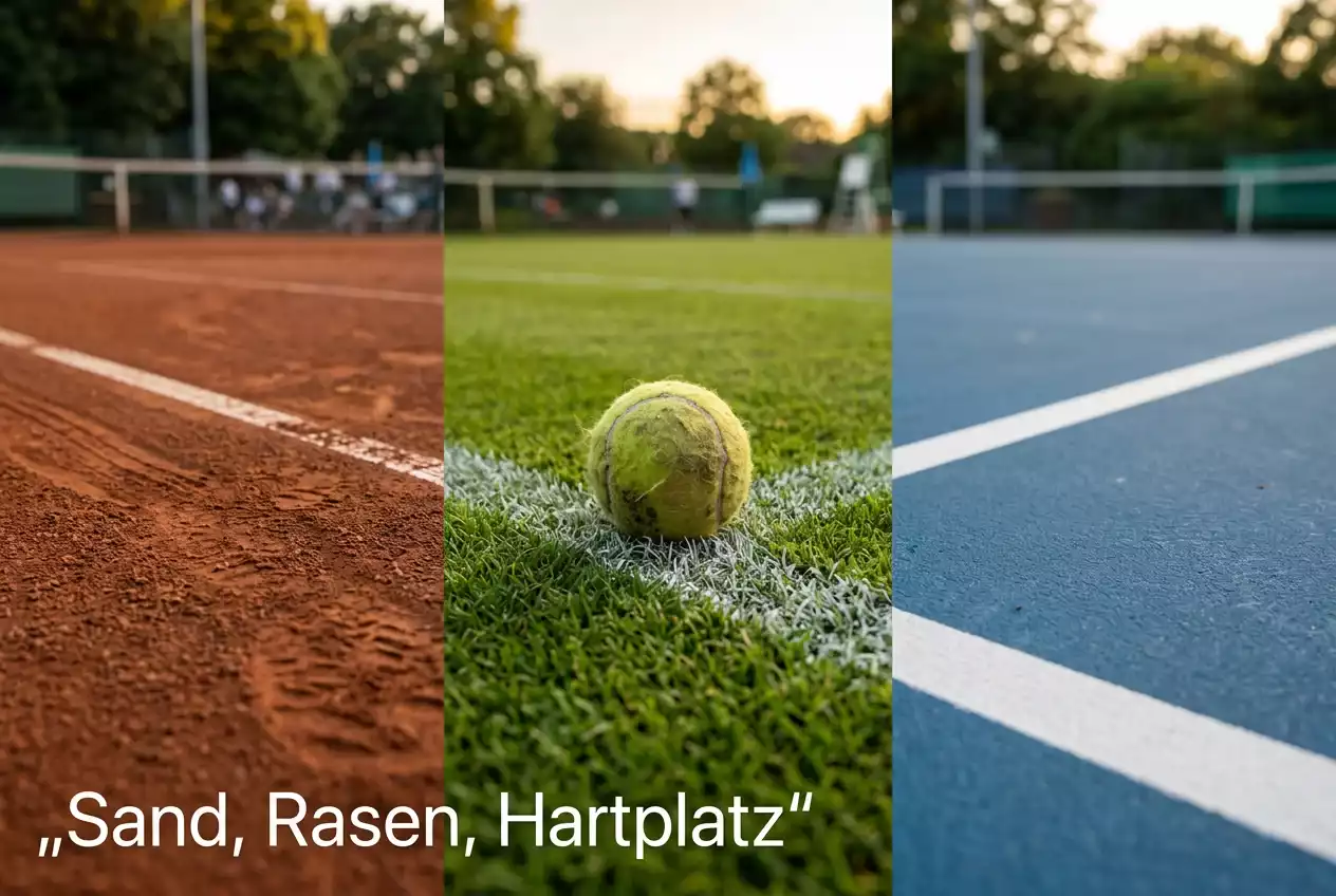 Tennis Belag-Analyse – Sandplatz mit sichtbaren Rutschspuren und Grundlinie