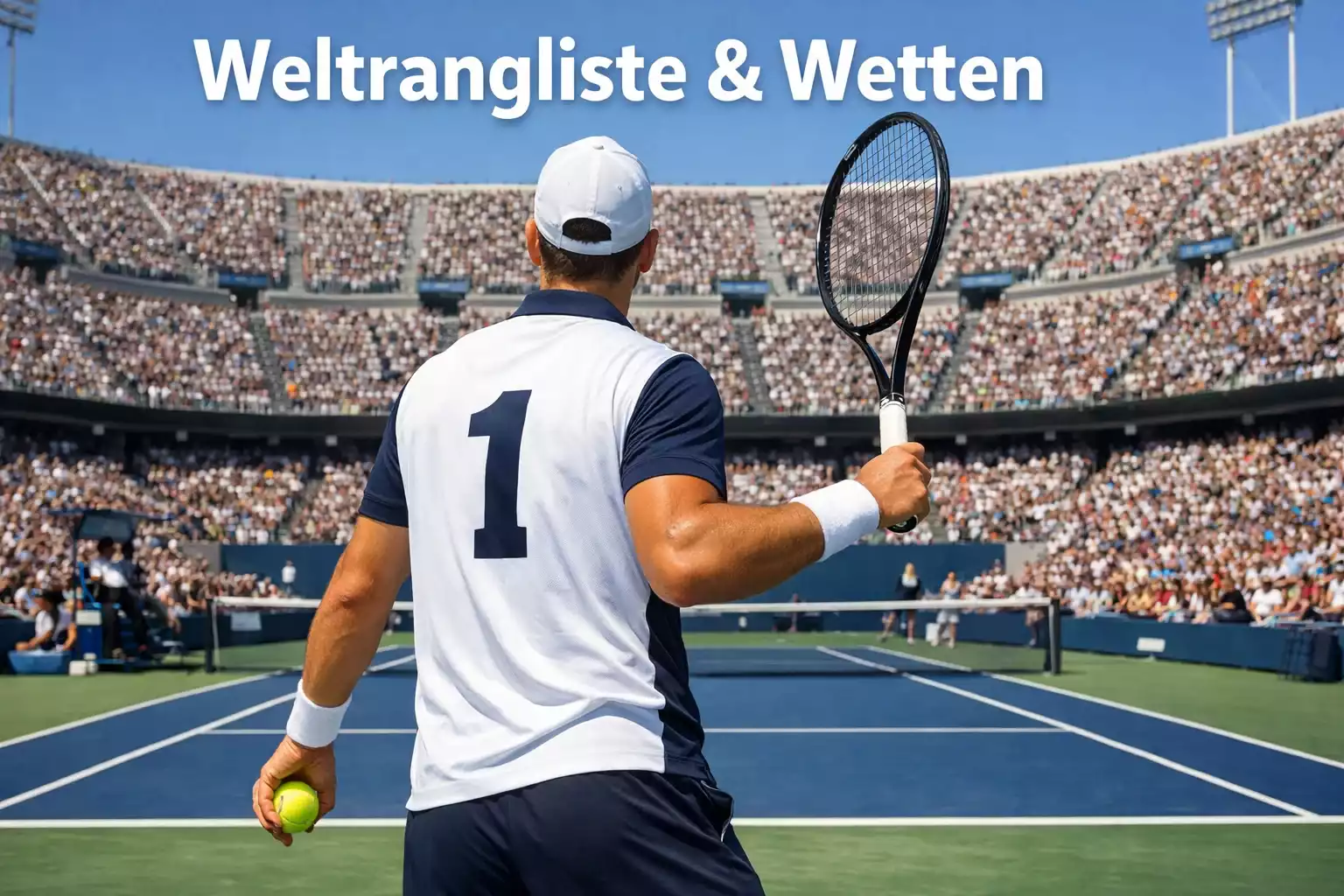 Tennisspieler mit der Nummer 1 auf dem Trikot serviert auf einem großen Turnier – ATP-Weltrangliste und Wetten